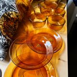 Amber bowls Lever France and amber yellow plates