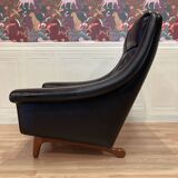 Scandinavian design armchair Aage Christiansen black leather 1950