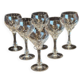 6 crystal wine glasses 24% Cristallerie Kaspar Lemberg Lorraine vintage