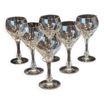 6 verres à vin en cristal 24% Cristallerie Kaspar Lemberg Lorraine vintage