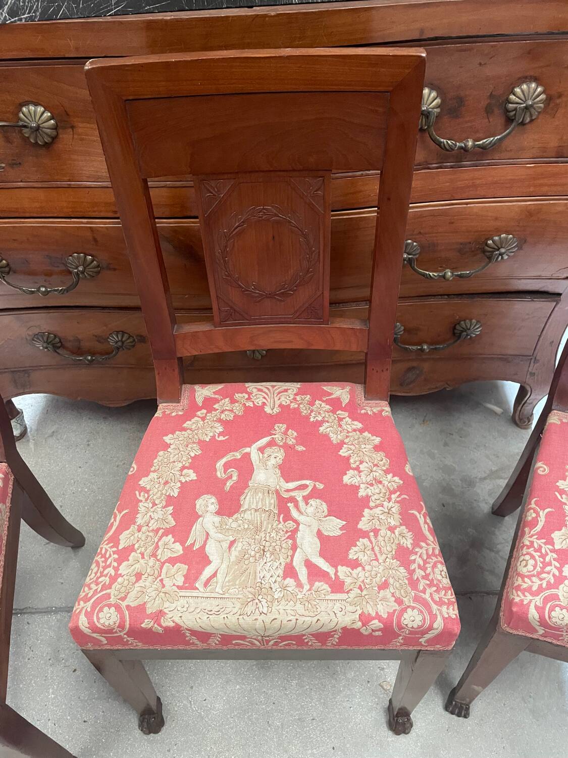 set of three antique Empire-style chairs.