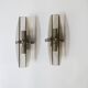 pair of wall lamps in metal and smoked glass vintage design from the 1950s to 1970s