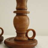 2 wooden candle holders