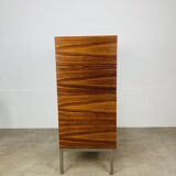 Rosewood and glass chest of drawers, 1960s, Scandinavian storage furniture.
