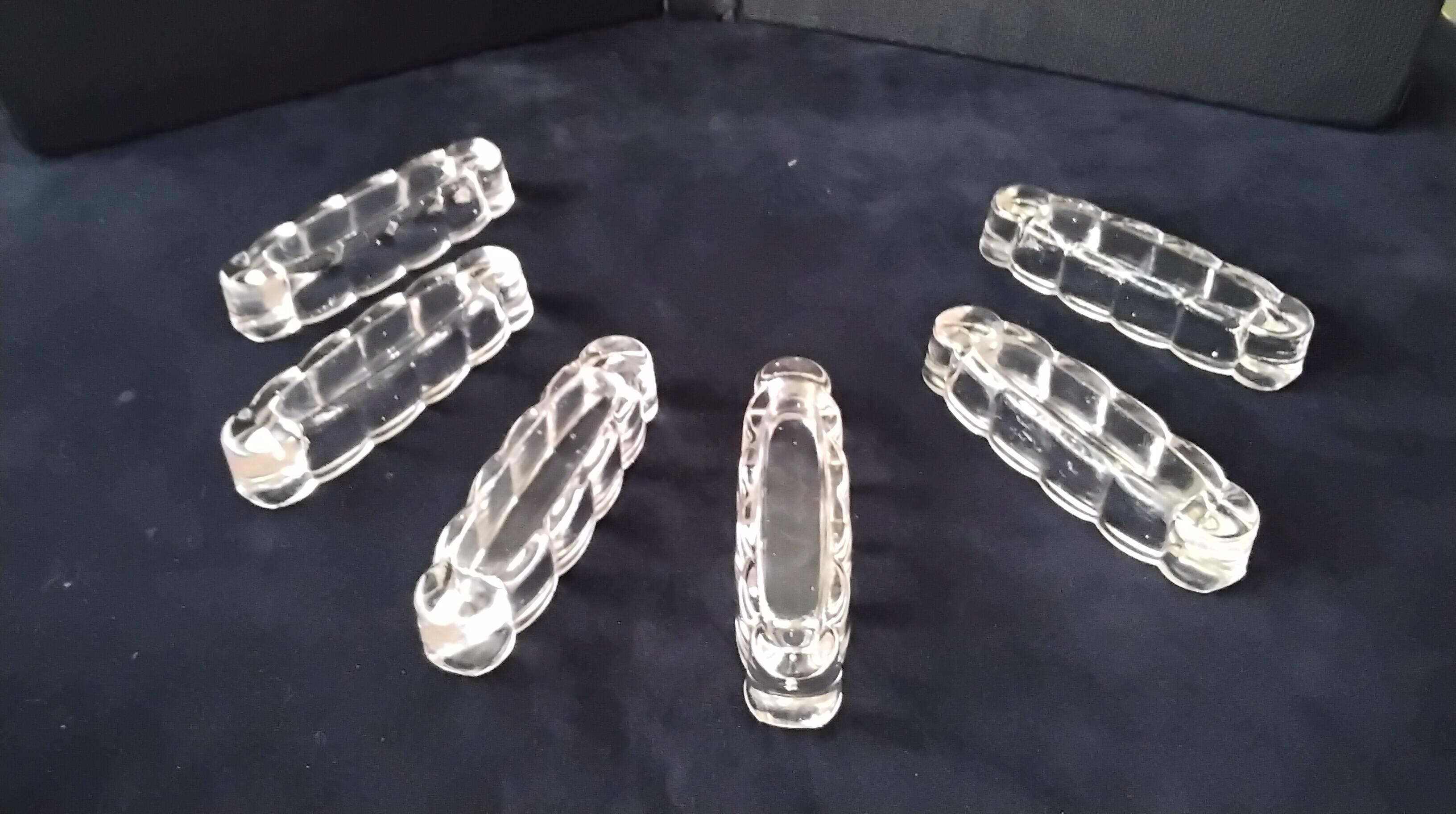 6 antique moulded glass knife rests