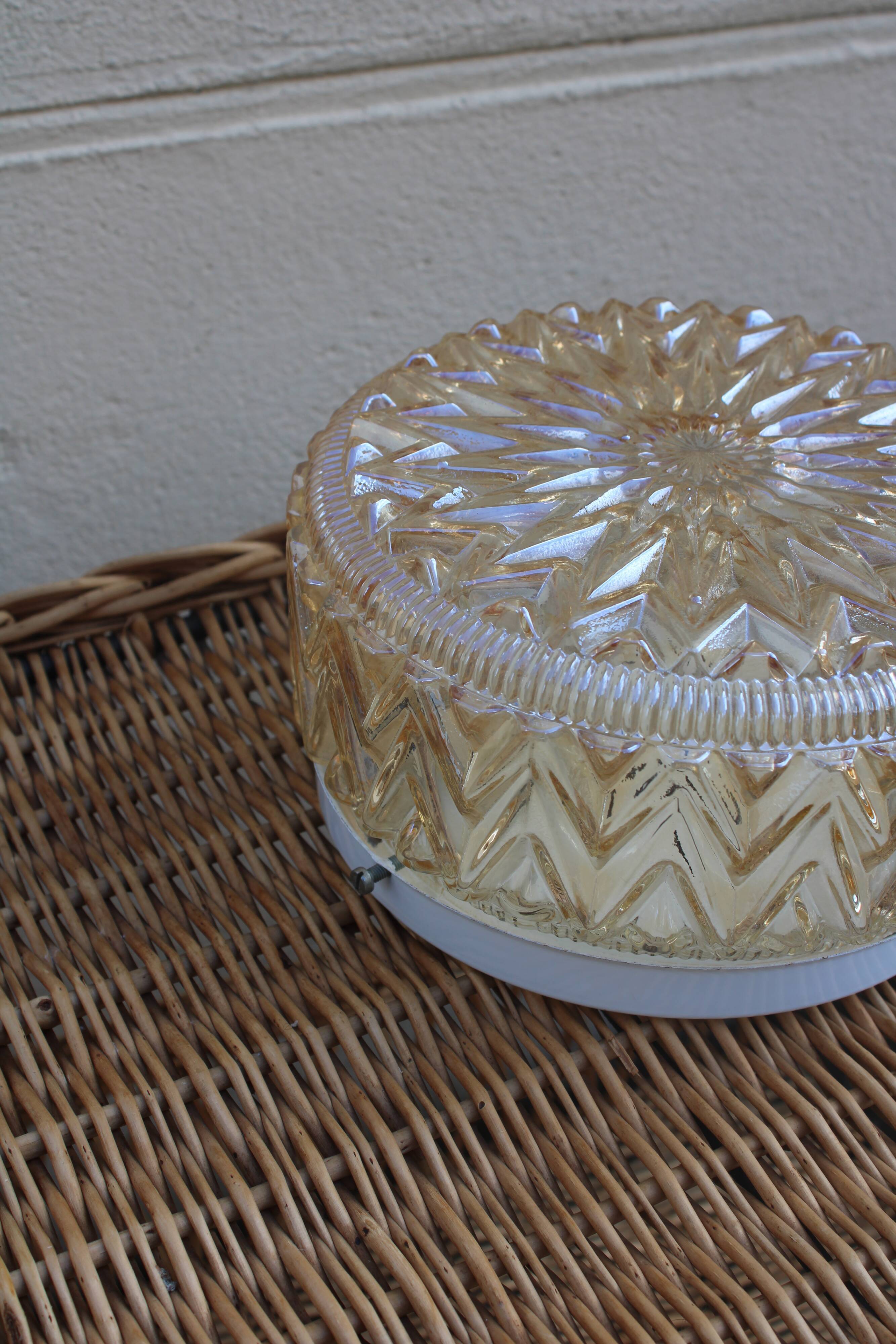 Amber moulded glass ceiling