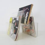 Vintage magazine rack, transparent plexiglass magazine rack