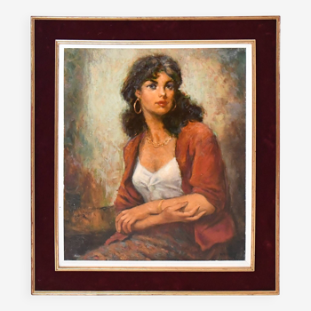 French school of the 20th century "La bohémienne" Oil on canvas