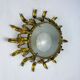 Spanish crown sunburst fixture in gilt metal and frosted glass, 1950s