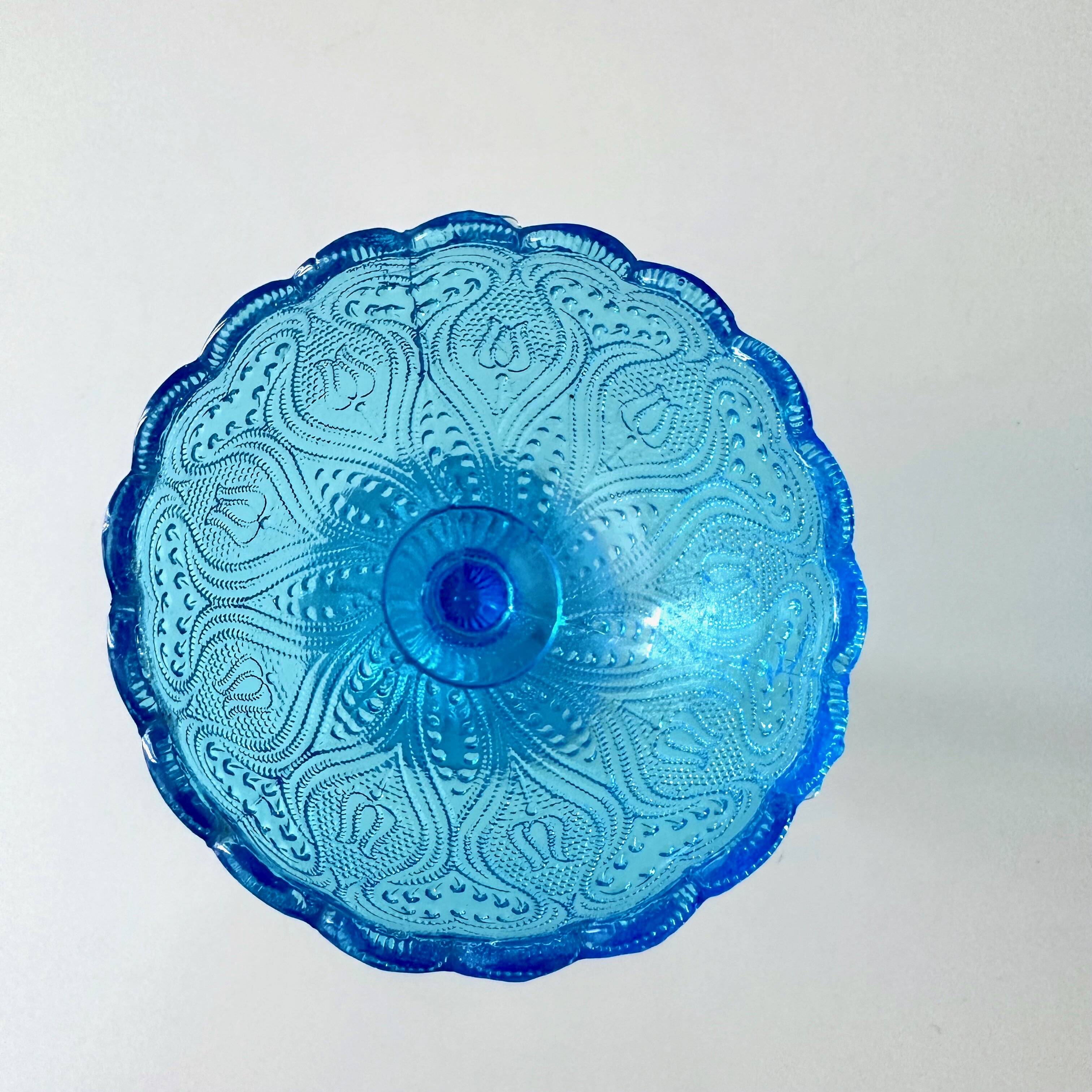 Art Deco pressed glass collection, sugar bowls turquoise