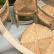 8 rustic oak chairs with patina, straw seating, 1950s.