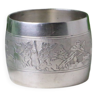 Napkin rings in silver metal, vintage