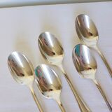 5 Christofle Art Deco Style Silver Plated Soup Spoons 2106257