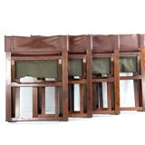 Fauteuil safari pliant en cuir marron et bois