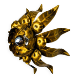 Sun wall lamp by ferro arte, metal and gold leaf, Spain, 1960