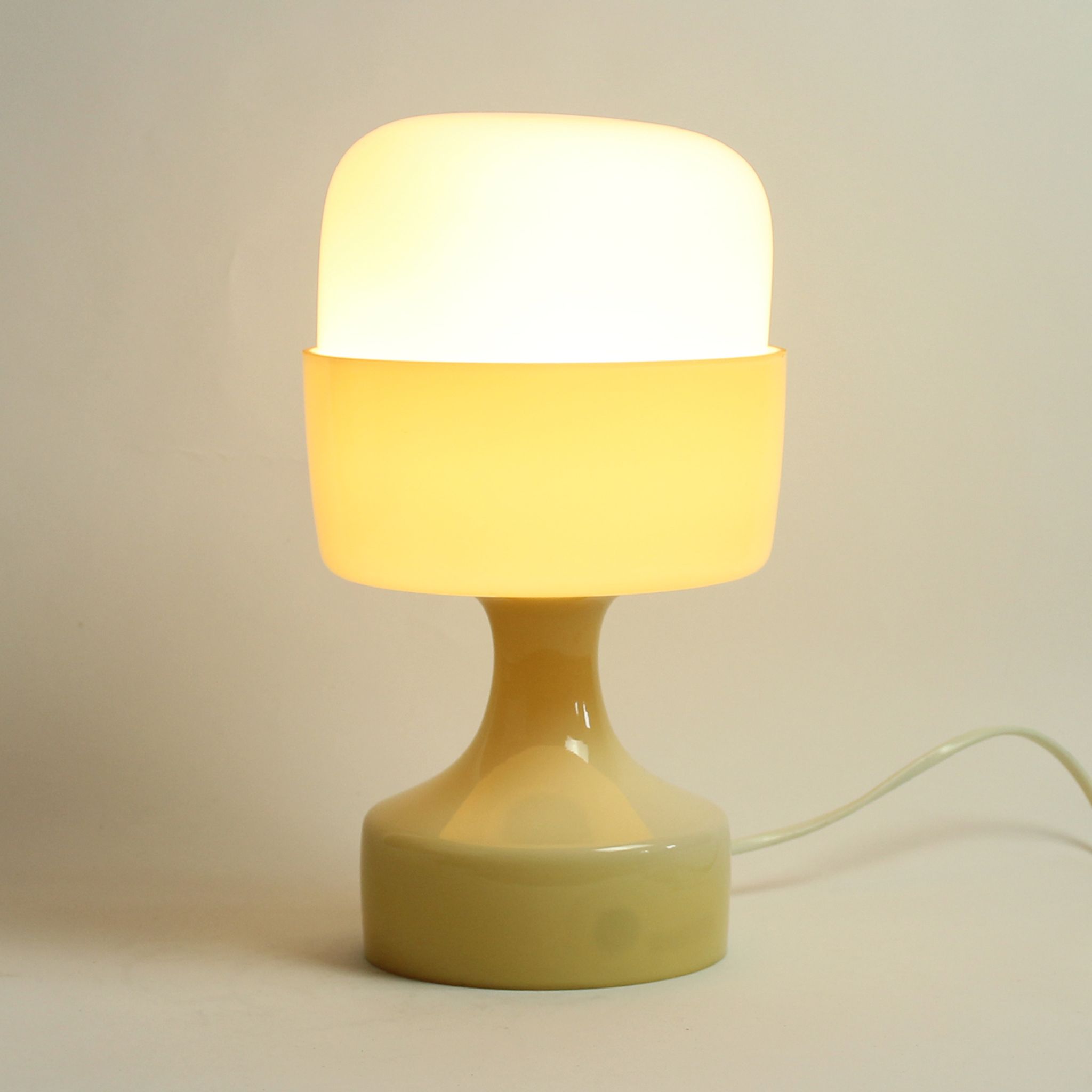 1970's white/cream glass lamp, Ivan Jakes for Osvětlovací Sklo, Czechoslovakia