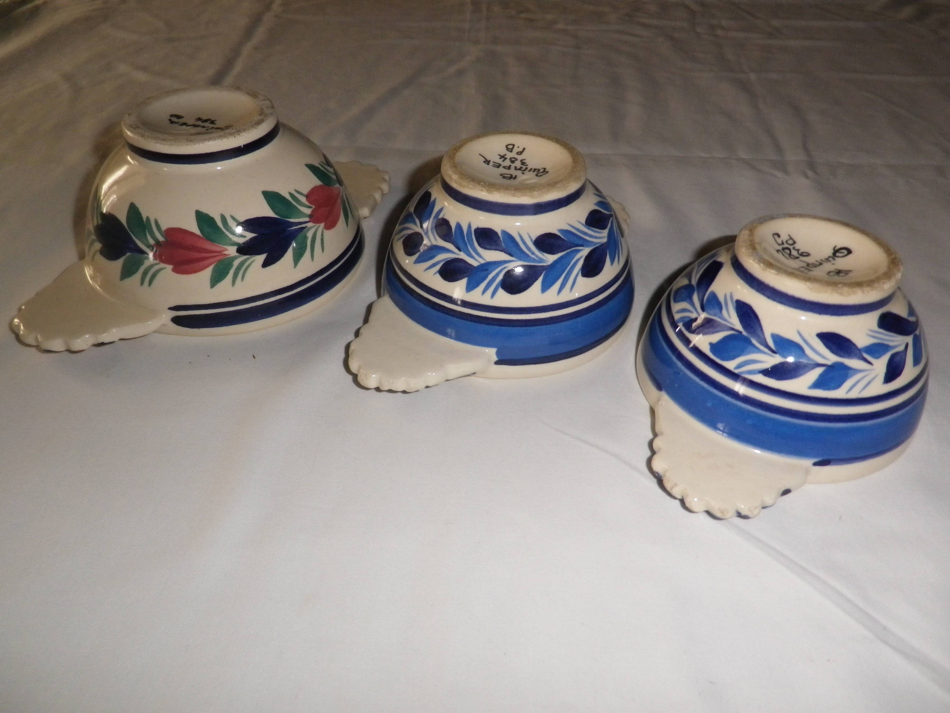 lot de 3 bols a oreilles quimper