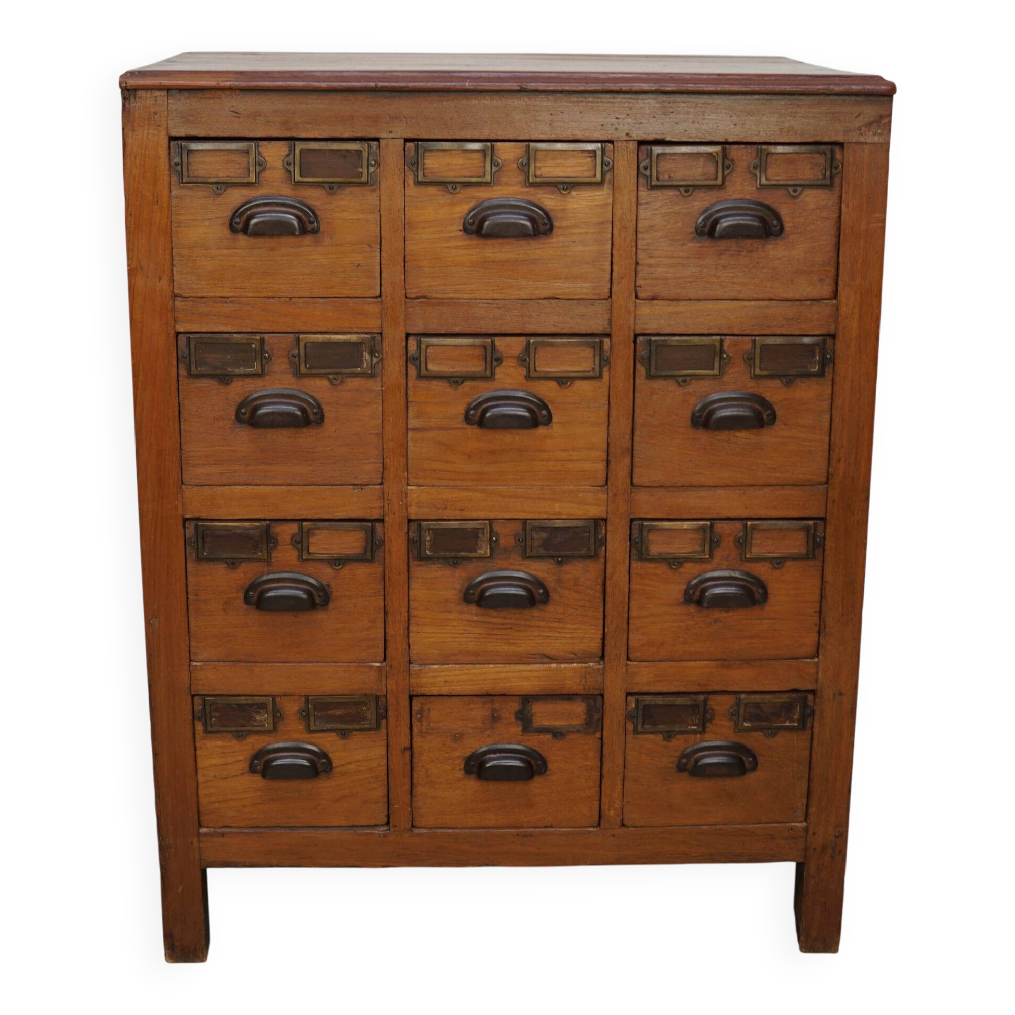 Vintage Dutch Teak Apothecary / Filing Cabinet, 1930s