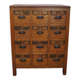 Vintage Dutch Teak Apothecary / Filing Cabinet, 1930s