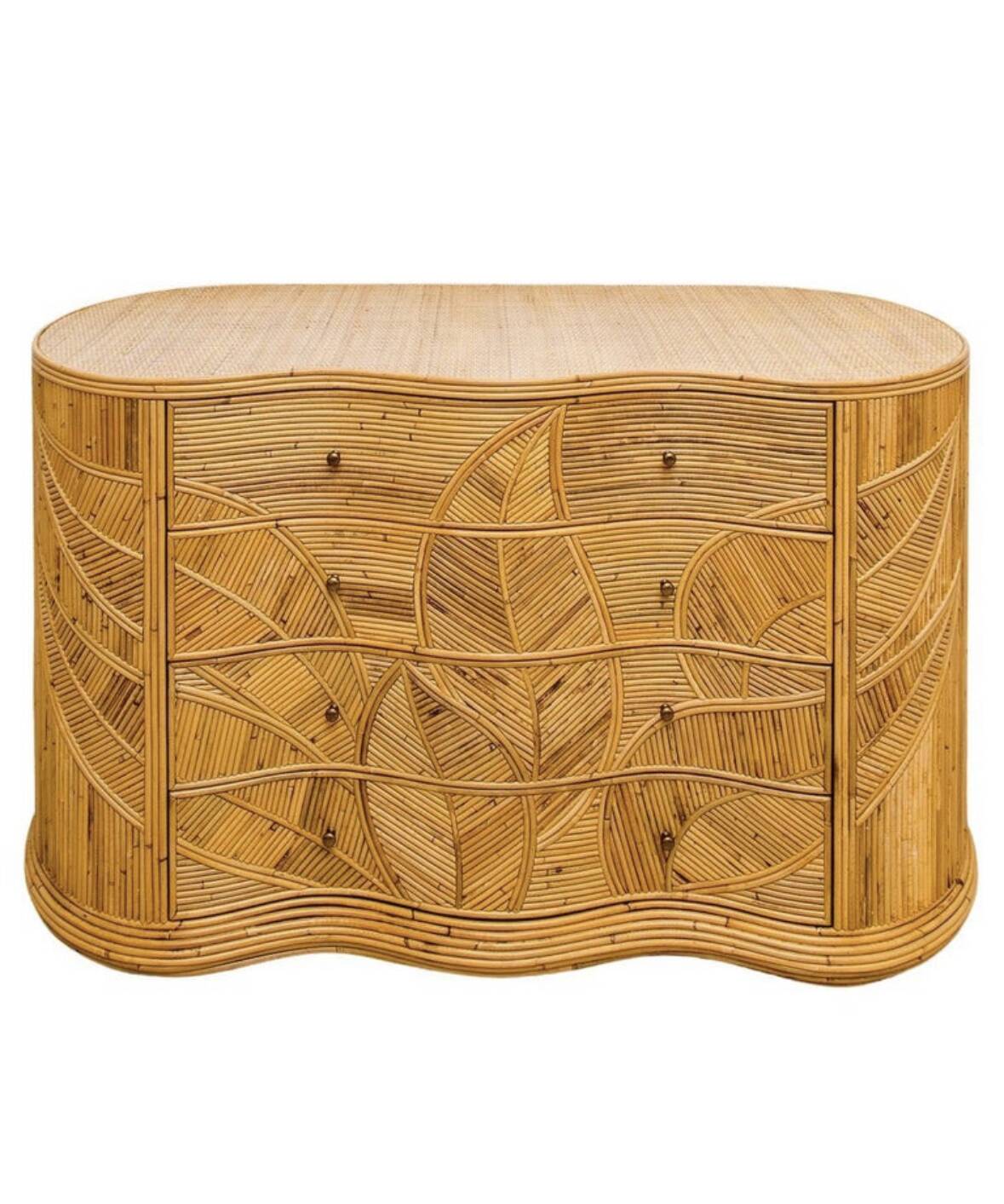 Rattan “leaf” chest of drawers