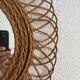 Vintage 1960 sun flower rattan wicker mirror - 68 x 58 cm