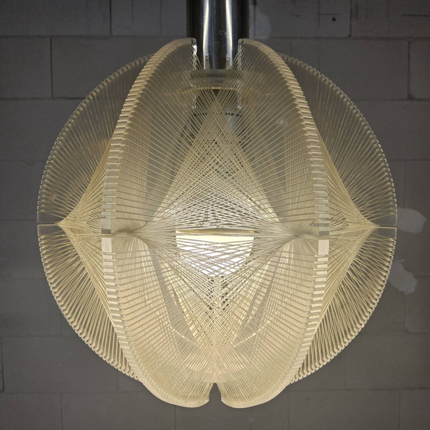 Vintage Space-Age Paul Secon nylon wire pendant lamp Sompex