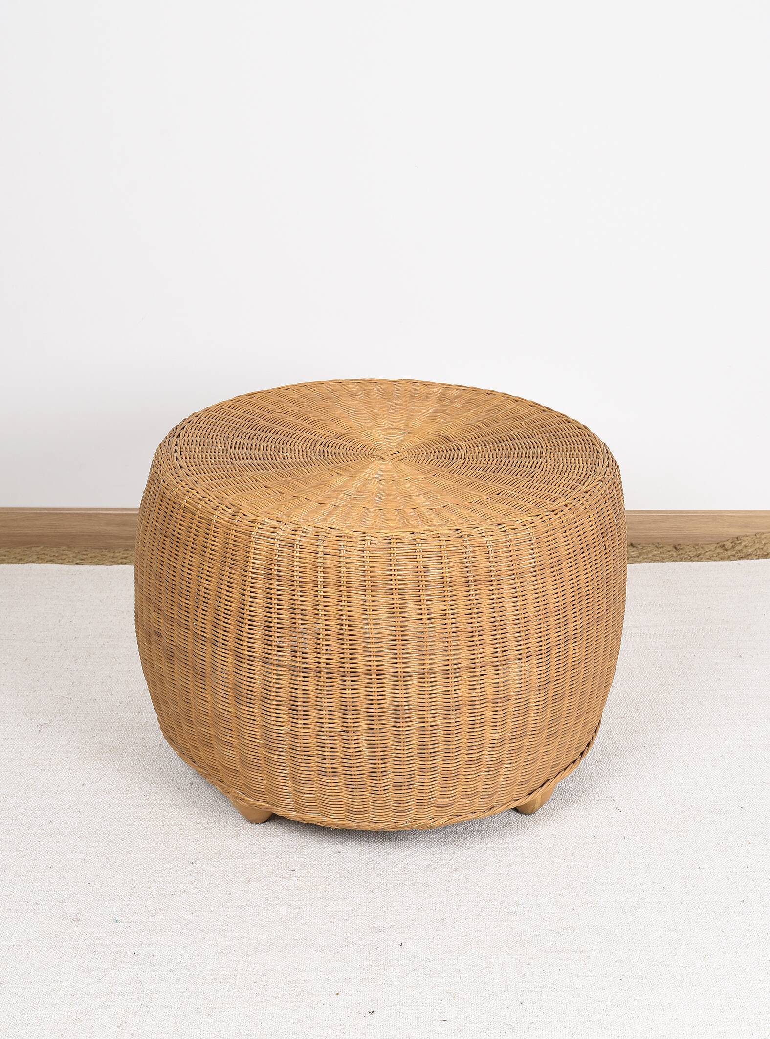 Vintage rattan and wicker coffee table