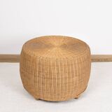 Vintage rattan and wicker coffee table