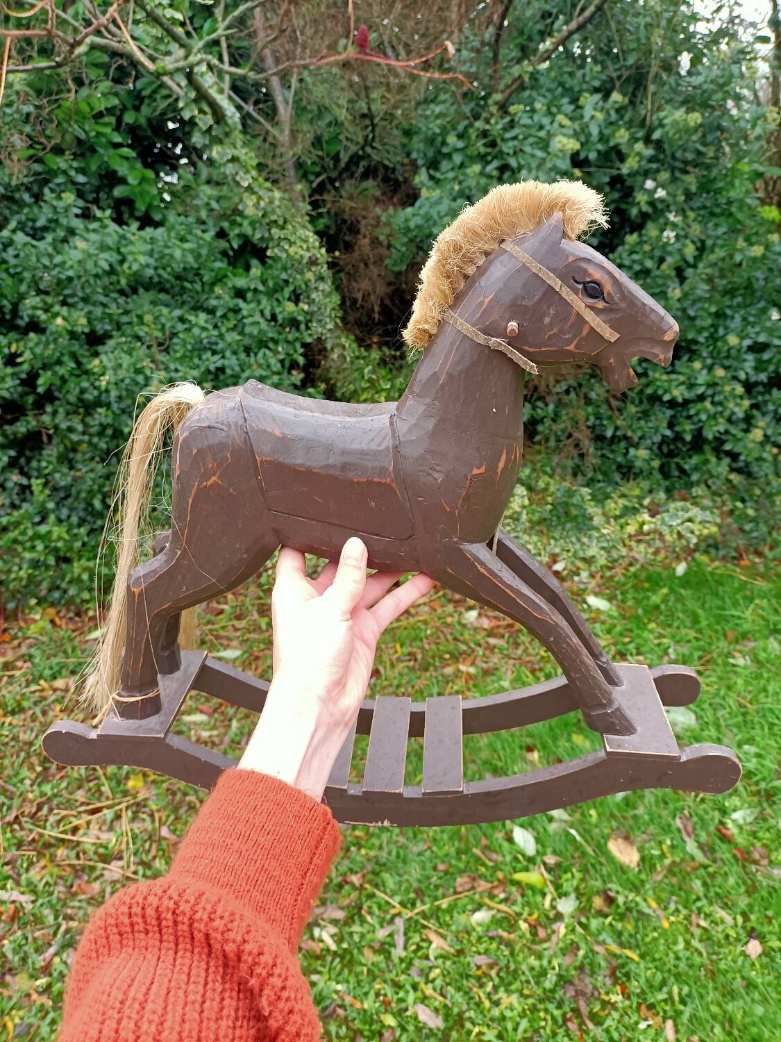 Retro wooden rocking horse