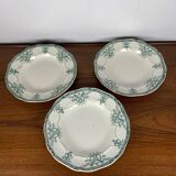 Set of 3 flat and deep plates, "Compiègne" model, Longwy, green