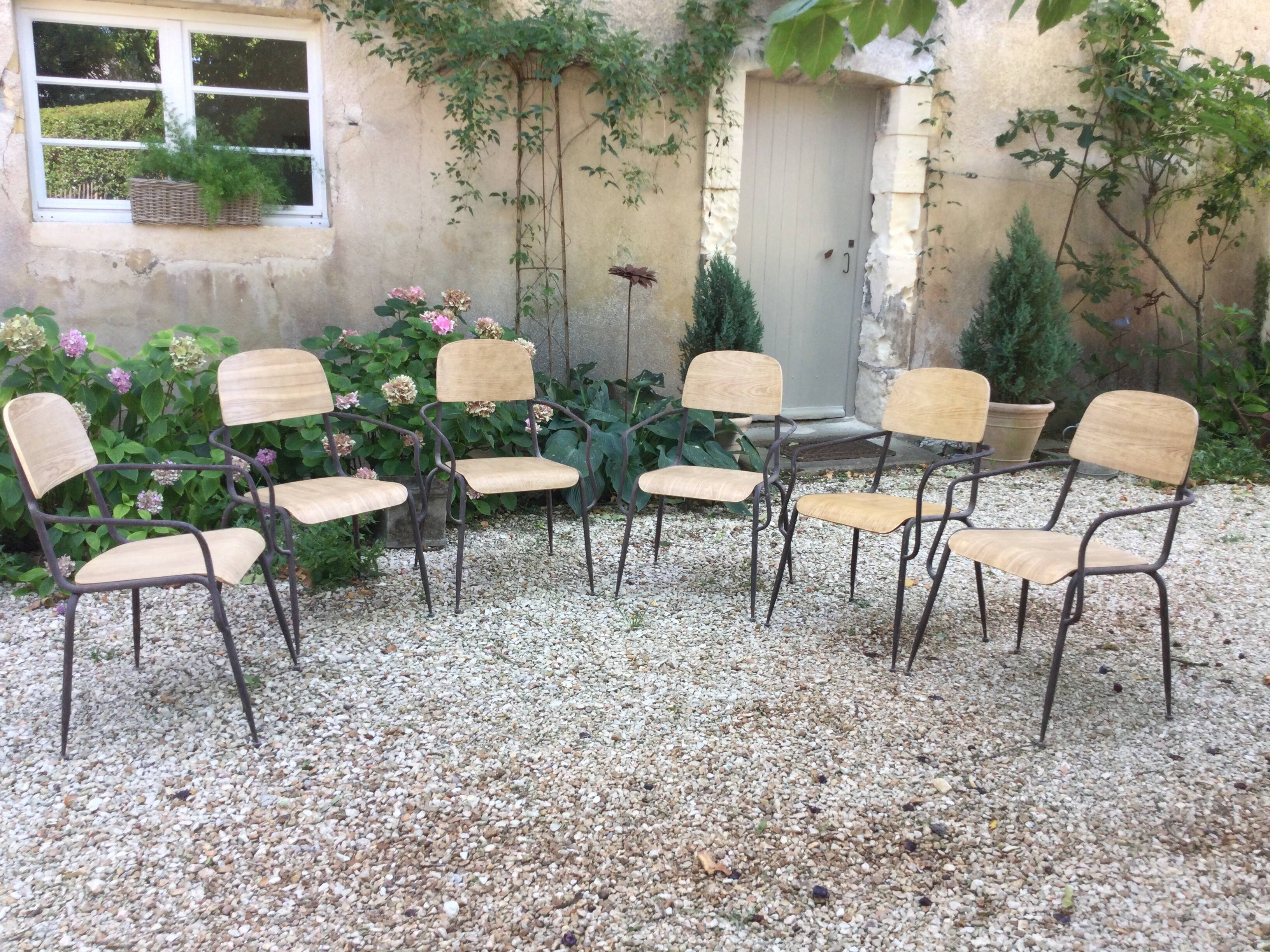 Lot de 6 chaises bois et fer
