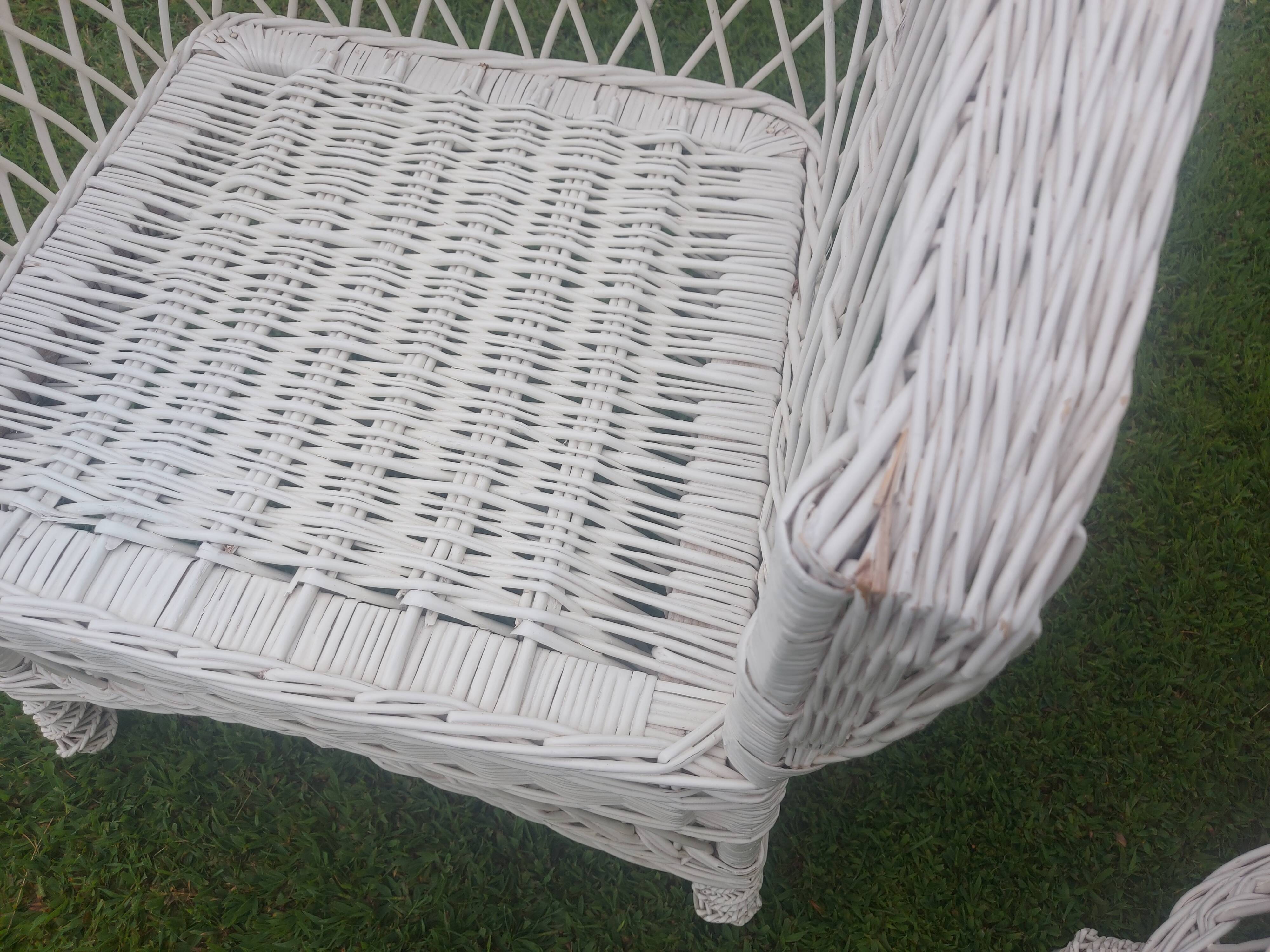 Rattan armchairs, white lacquered