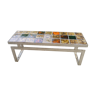 Coffee table ceramic tiles pietement vintage steel style design
