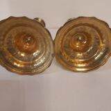 Pair of candlesticks Restoration in gilded bronze
