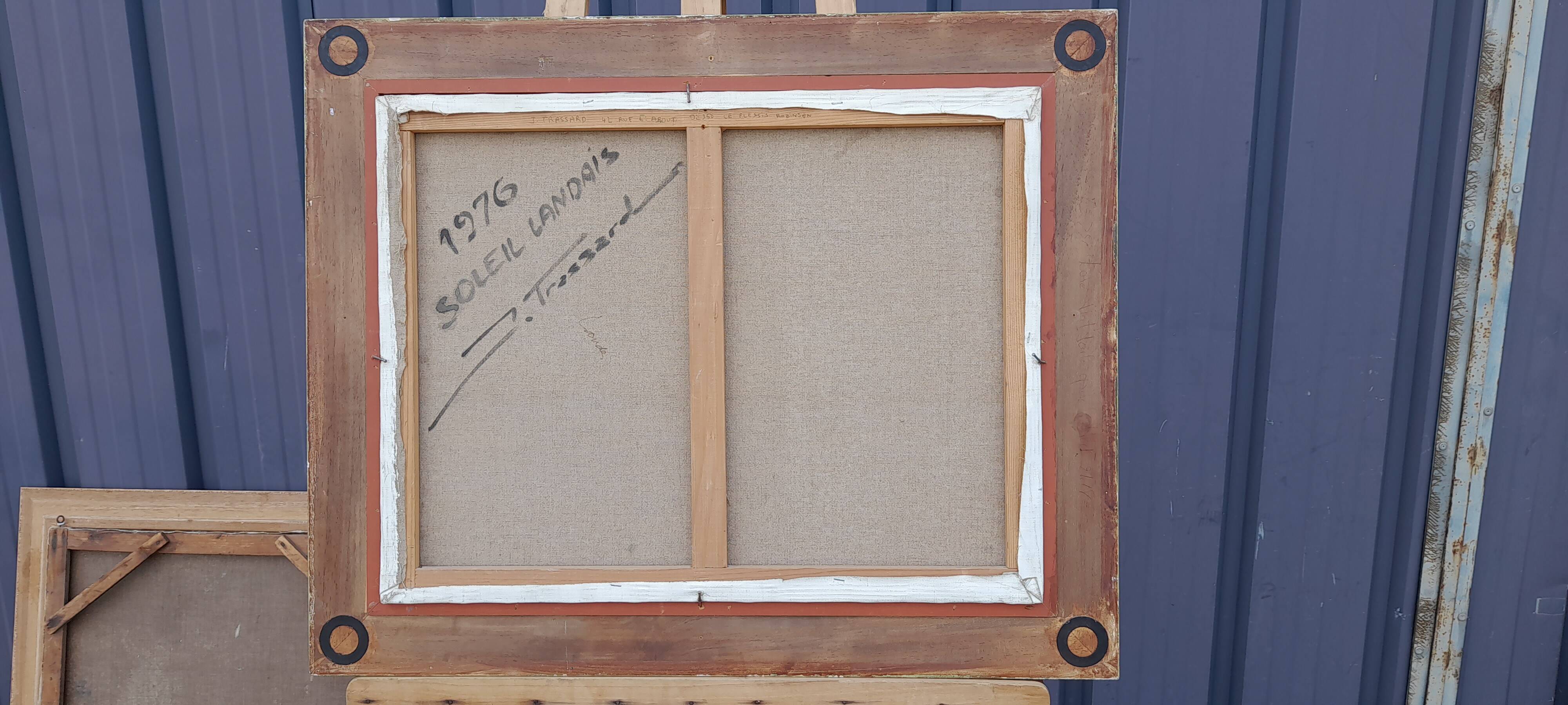 Framed oil on canvas signed J. Trassard Soleil Landais L 80.5 cm