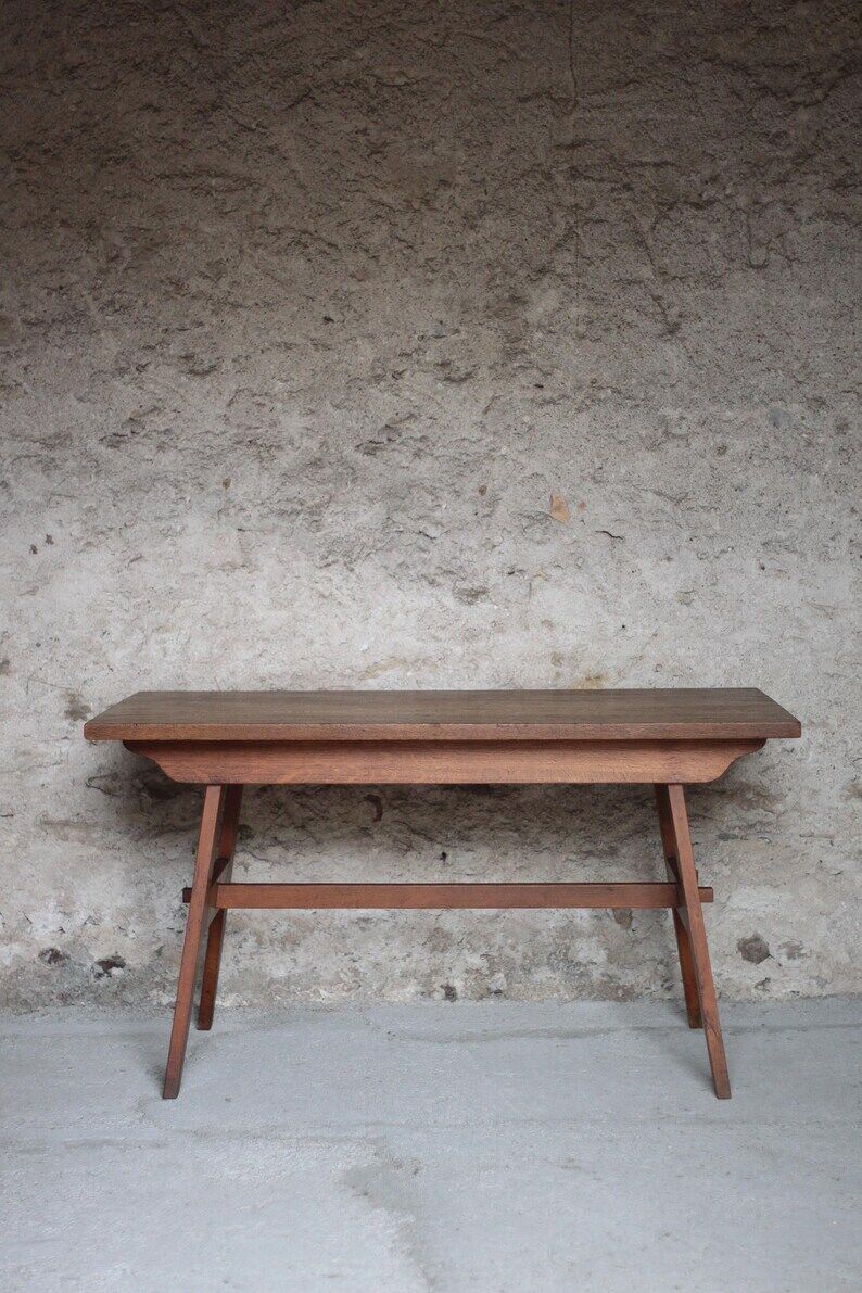 Table René Gabriel, table bois vintage, table à manger, table salon, table de repas, cuisine, 40's