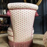 Napoleon III Style Armchair and Pouf with Pink Bow Decor