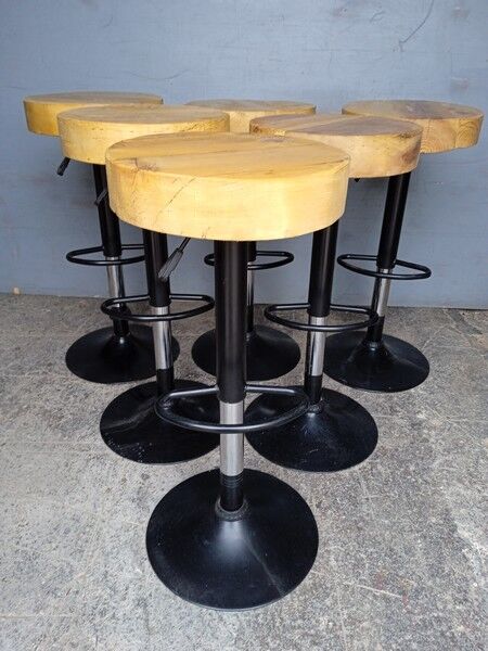 6 high bar stools wood and metal
