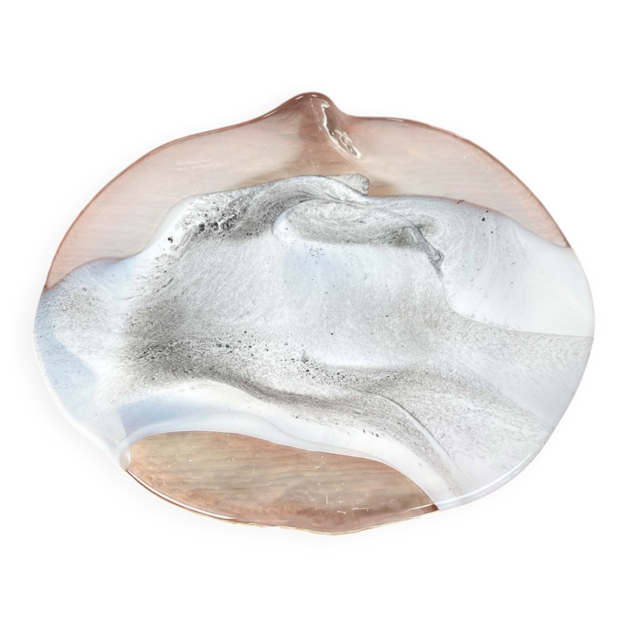 Vintage German glass plate or bowl by Hans Jürgen Richartz for Richartz Art Collection, Mathildenhütte, Solingen, Germany.