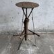 Rustic Brown Rusted Metal and Wood Dutch Design Sculptural Side Table, Industrial Accent
