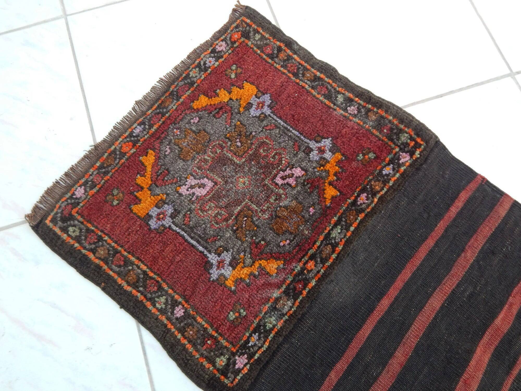 Vintage Turkish hallway rug 49x180 cm