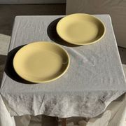 Lot de 2 grandes assiettes jaunes sans marque D25,5