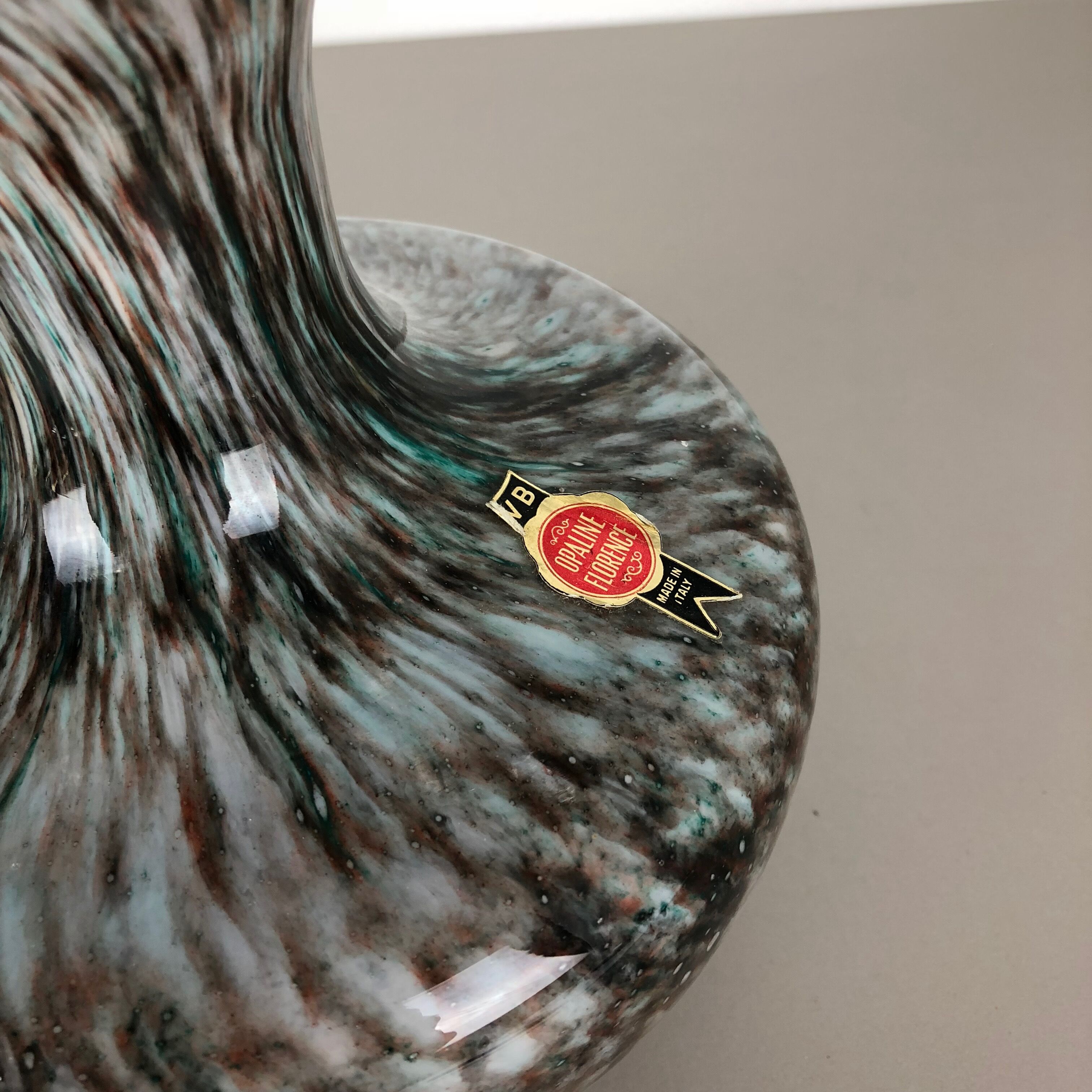 Rare Extra Large Vintage Pop Art Opaline Florence Glass Vase Design, Italy 1970s