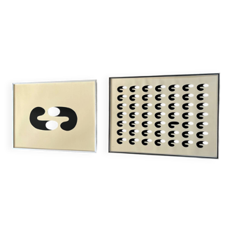 2 tableaux design 1970. Non signé.