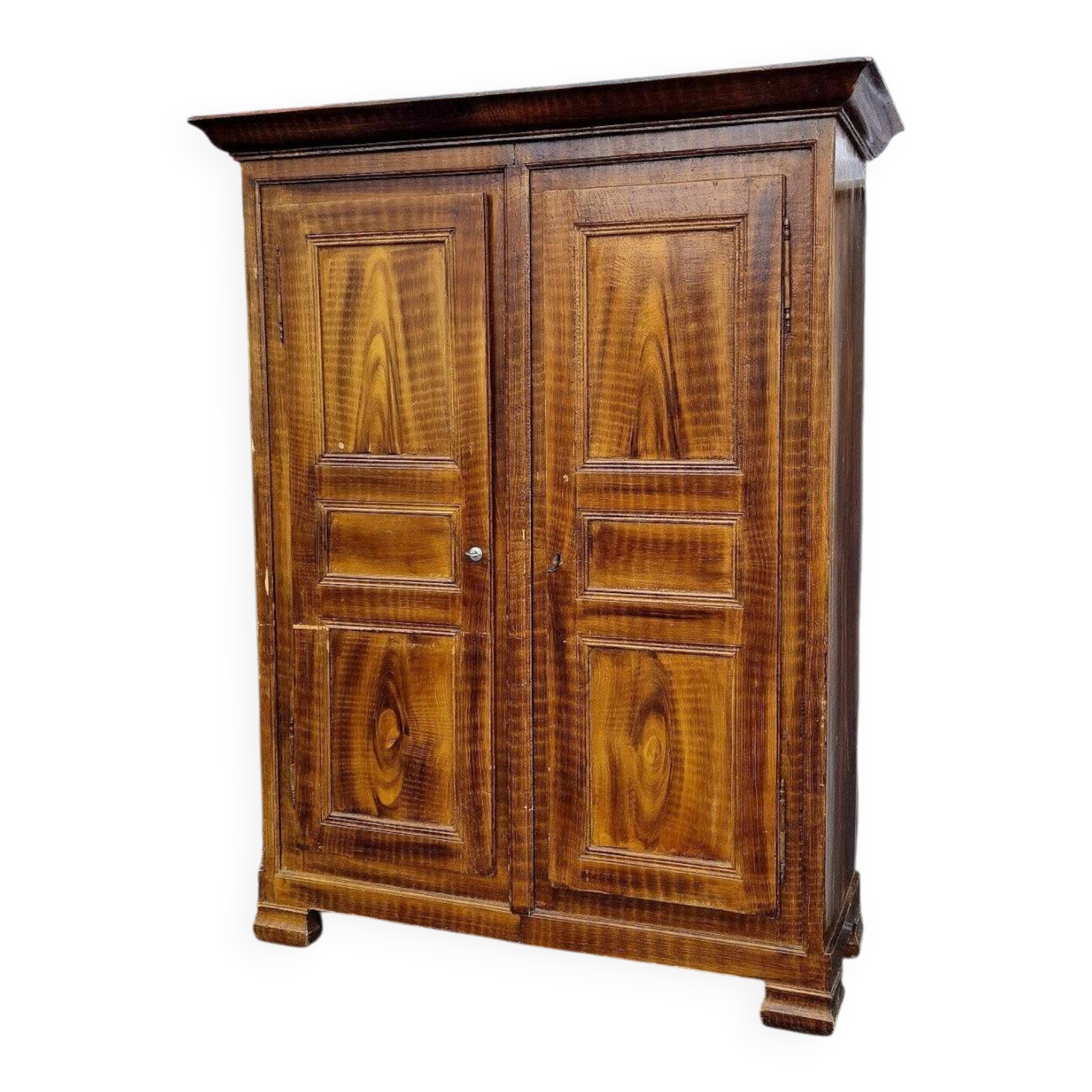 18th century Franc Comtoise wardrobe, lacquered in faux wood