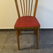 BAUMANN bistro chair in wood and red faux leather