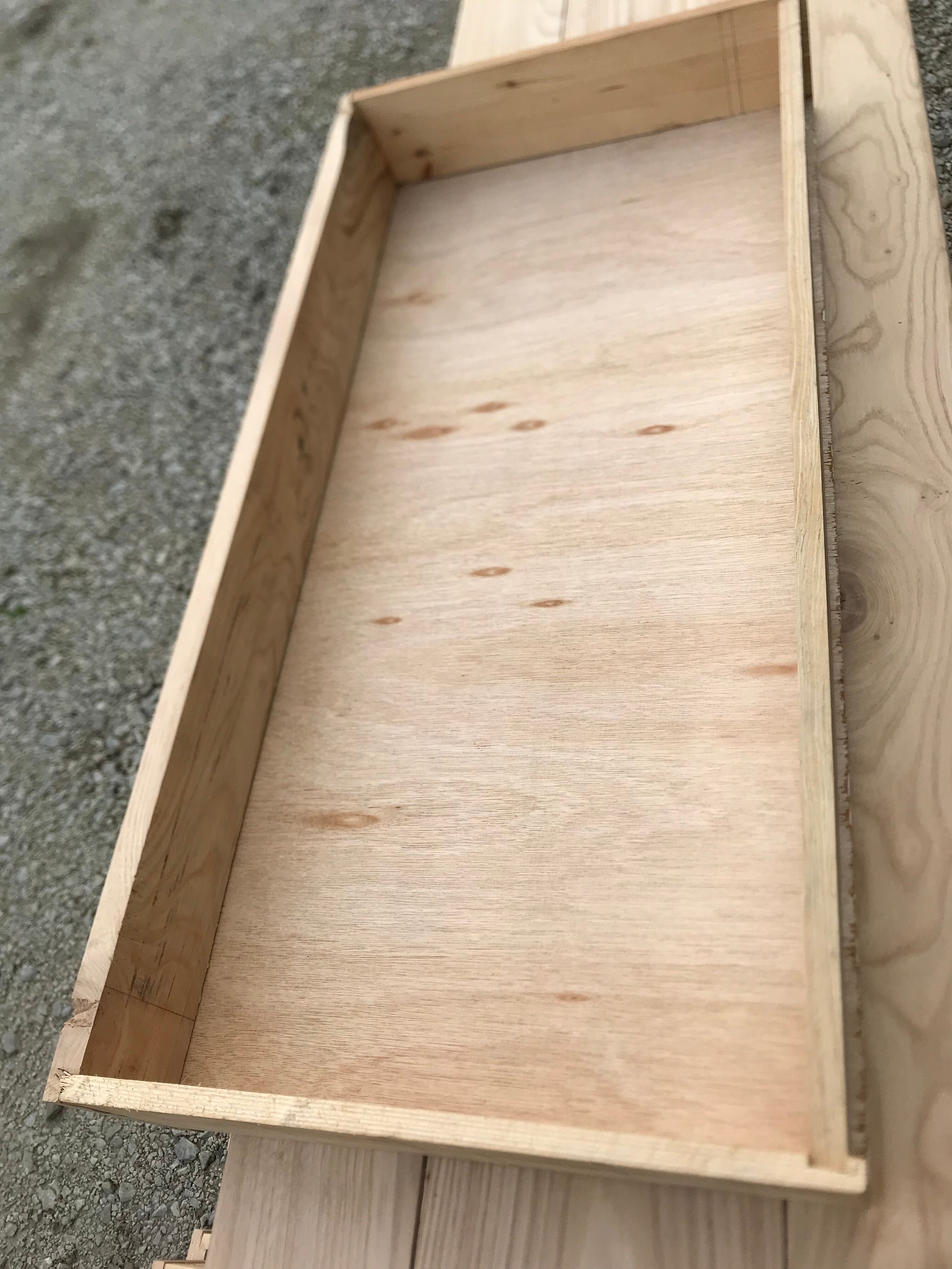Shop counter in raw chestnut 205cm