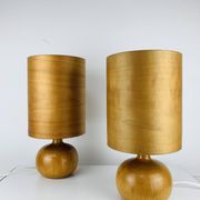 Pair of wooden ball lamps in Scandinavian style, 1960s.