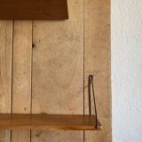 Pair shelves string wood vintage midcentury