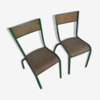 Lot de chaises en métal et bois